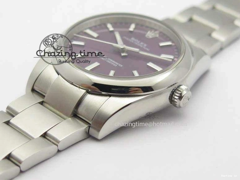 1225 Oyster Perpetual 34mm Ladies 114300 1:1 Best Edition Red Grape Dial On SS Bracelet A ZeroBulk 3802